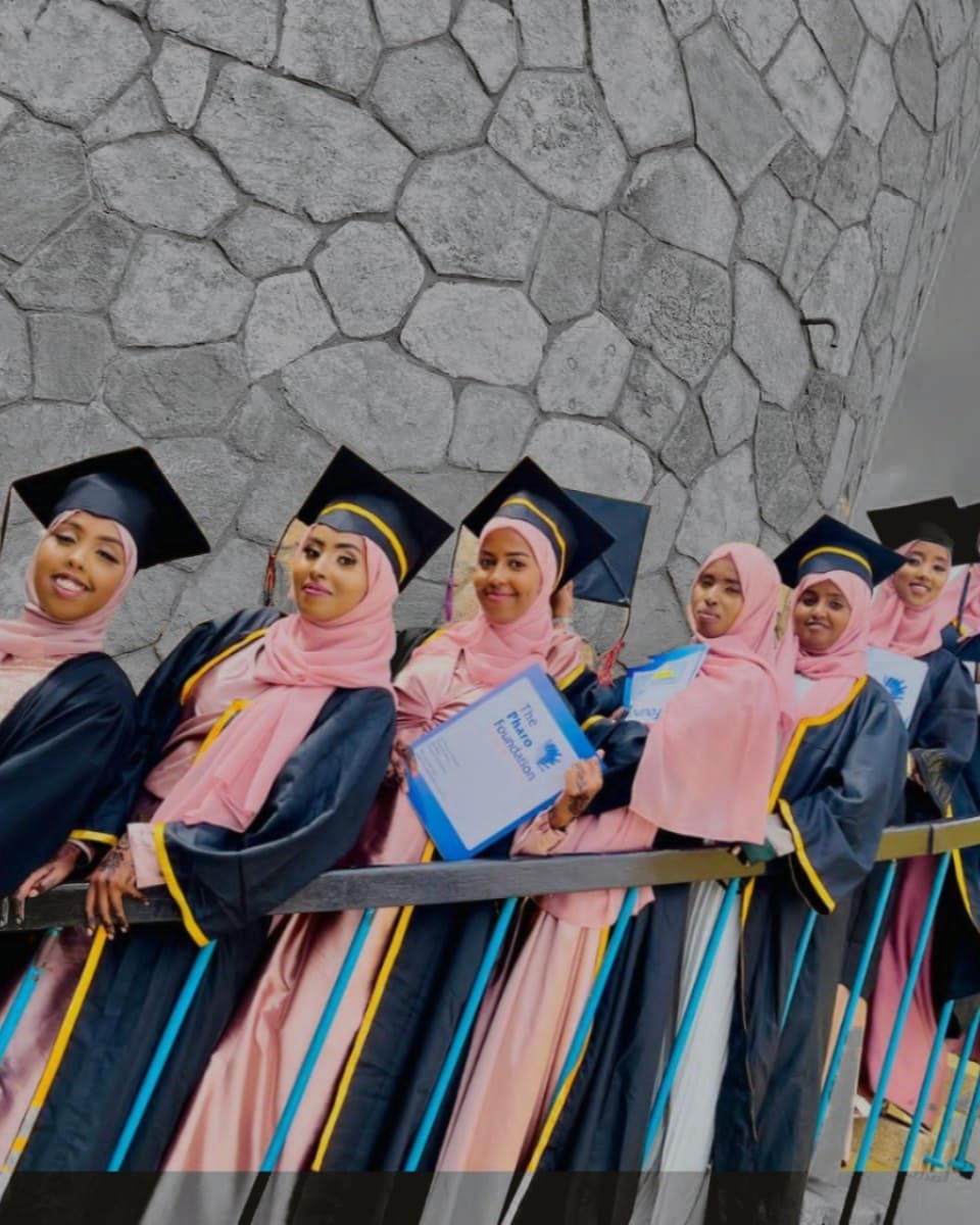 graduates lined up on stairs