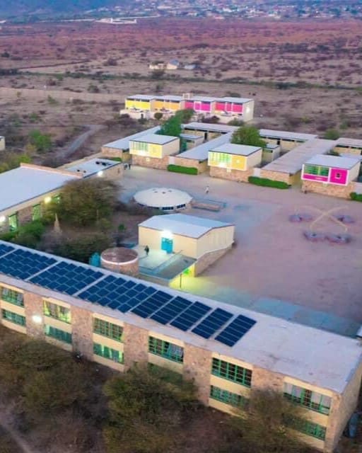 drone view of the school building